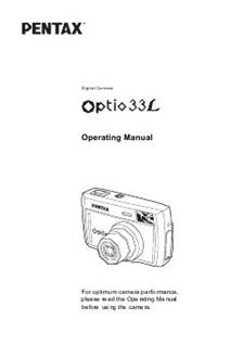 Pentax Optio 33 L manual. Camera Instructions.